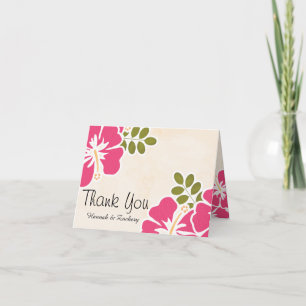 Fuchsia Hibiscus Wedding Thank You Notes Cards