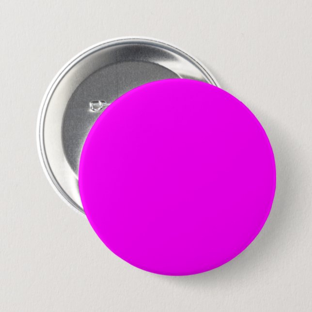 Fuchsia / Hot Pink FF00FF - Option to Add Name 7.5 Cm Round Badge (Front & Back)