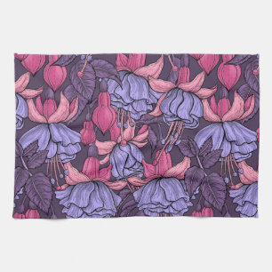 Fuchsia in pink and violet tea towel