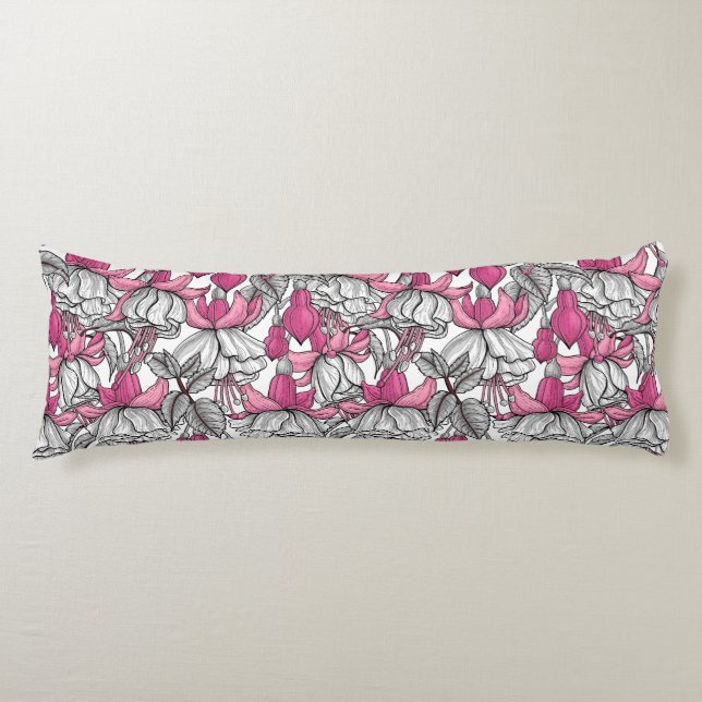Fuchsia in white and pink body cushion (Front)