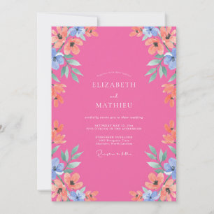 Fuchsia Jovial Summer Wedding Invitation