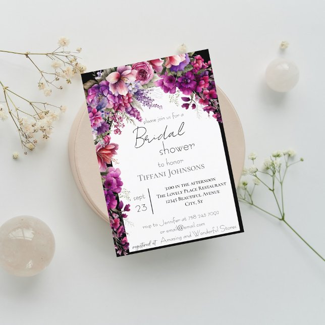Fuchsia Lavender Floral Arch Bridal Shower Invitation (Creator Uploaded)
