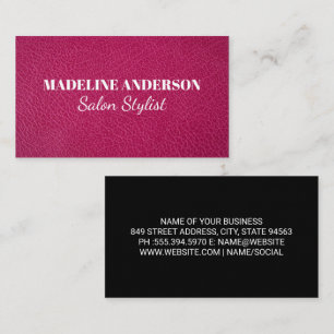 Fuchsia Leather Texture Background Business Card