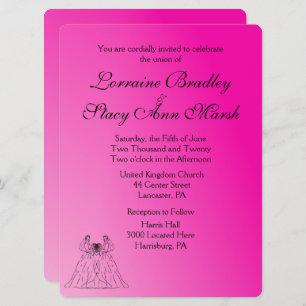 Fuchsia Lesbian Wedding Invitation