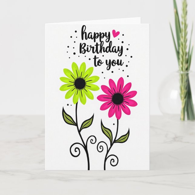 Fuchsia Lime Birthday Card (Front)
