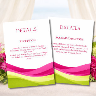 Fuchsia & Lime Green Modern Wedding Details Enclosure Card