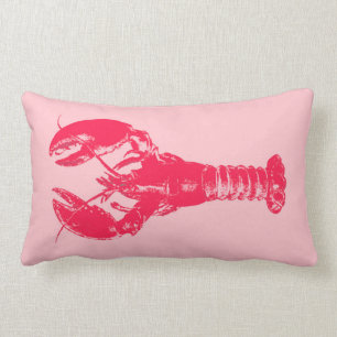 Fuchsia Lobster on Light Pink Lumbar Cushion