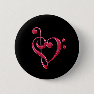 Fuchsia Love Musical Notes 6 Cm Round Badge