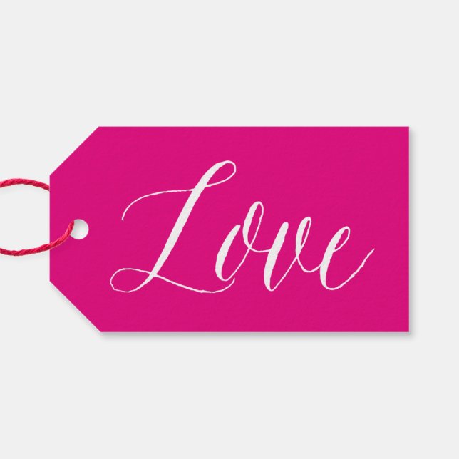 Fuchsia Love Script | Modern Calligraphy Gift Tag (Back Horizontal)