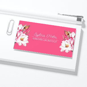 Fuchsia Magenta Vintage Magnolia Botanical Name Business Card