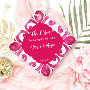 Fuchsia Majolica magenta tiles personalised Favour Tags