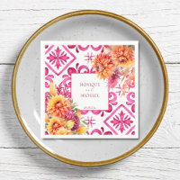 Fuchsia Majolica tiles orange dahlia template