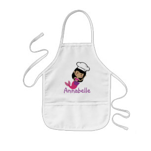 Fuchsia Mermaid Chef with Bowl Personalise Kids Apron