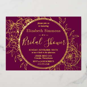 Fuchsia Modern Line Peony Toile Bridal Shower