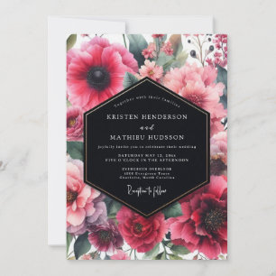Fuchsia Moody Botanical Wedding Invitation