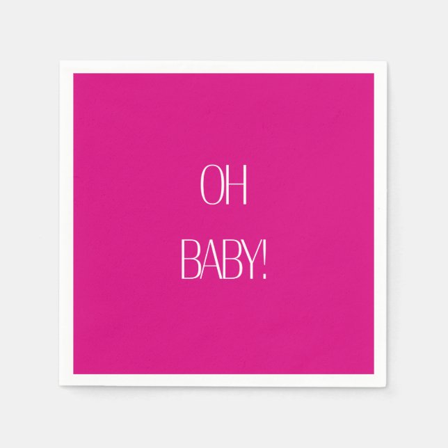 Fuchsia Oh Baby Baby Shower Paper Napkin (Front)
