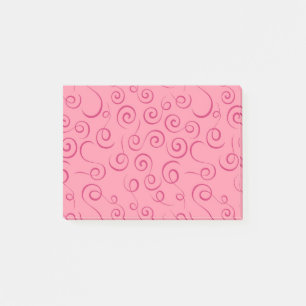 Fuchsia on Pink Retro Curly Swirl Spiral Post-it Notes