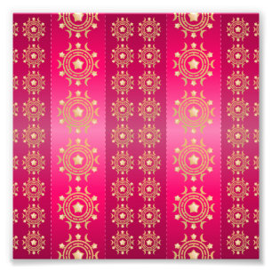 Fuchsia Oriental Mandala Pattern Photo Print