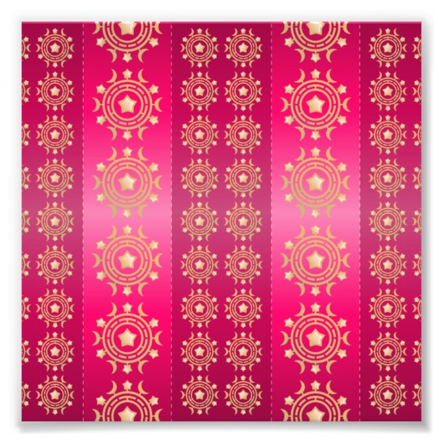 Fuchsia Oriental Mandala Pattern Photo Print (Front)