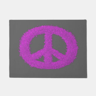 Fuchsia Painted Peace Sign Doormat