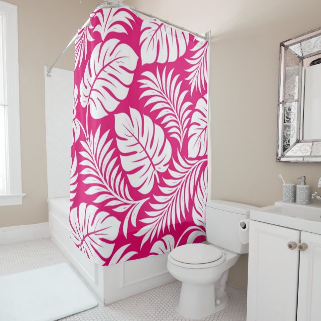 Fuchsia Palm Shower Curtain (In Situ)