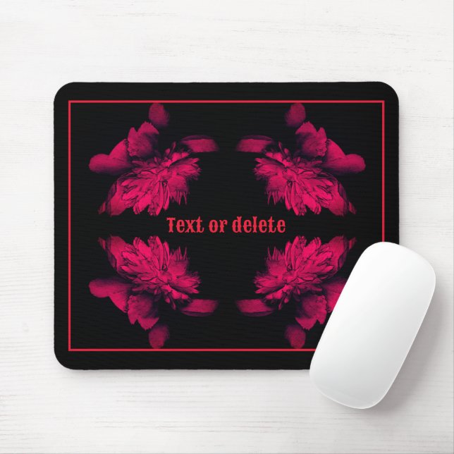 Fuchsia Peony Abstract Floral Art Personalised Mouse Pad (With Mouse)
