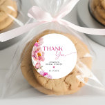 Fuchsia peony petals and prosecco thank you classic round sticker<br><div class="desc">Fuchsia peony petals and prosecco thank you Classic Round Sticker 
Matching items available.</div>