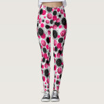 Fuchsia Pickleballs - Leggings<br><div class="desc">An striking  pickleball pattern with with fuchsia coloured pickleballs with abstract black circles and spirals on a white background.  This design is also available in yellow,  blue,  green and neon green. This print is copyright ©2017 by Marc Dubé.</div>
