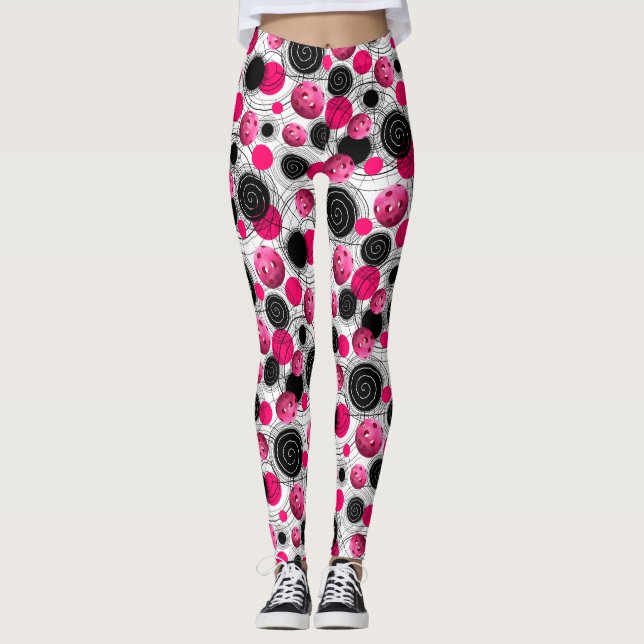 Fuchsia Pickleballs - Leggings (Front)