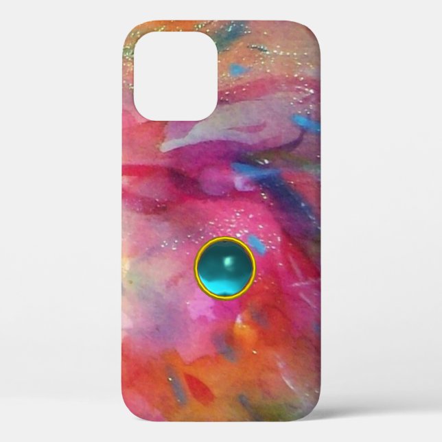 FUCHSIA PINK ABSTRACT Blue Sapphire Gemstone Case- Case-Mate iPhone Case (Back)