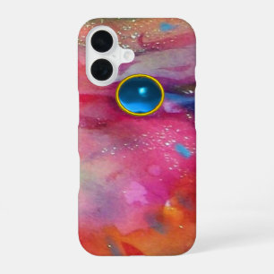 FUCHSIA PINK ABSTRACT Blue Sapphire Gemstone iPhone 16 Case