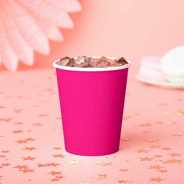 Fuchsia Pink Accent Colour Ready to Customise Paper Cups (Insitu)