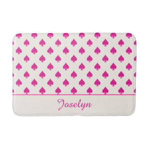 Fuchsia Pink Ace of Spades Pattern with Name Fancy Bath Mat