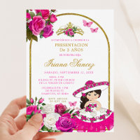 Fuchsia Pink and Gold Presentación De 3 Anos