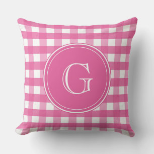 Fuchsia Pink and White Cushion