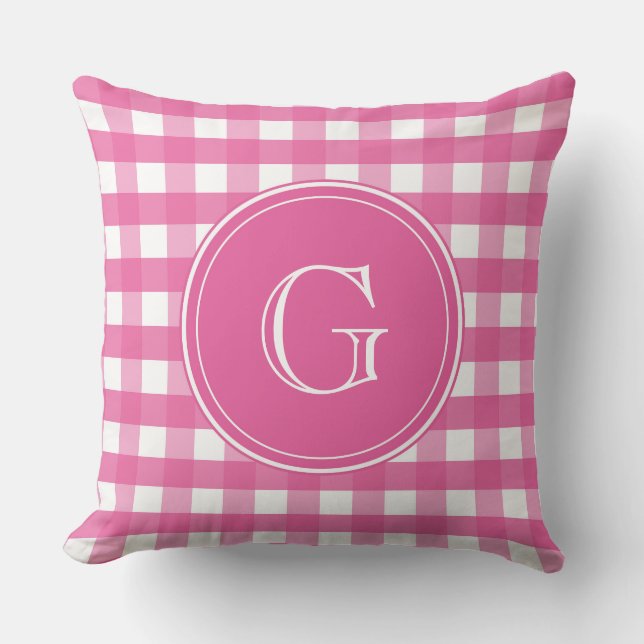 Fuchsia Pink and White Cushion (Front)