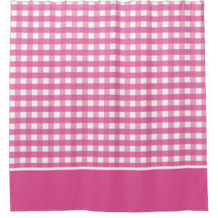 Fuchsia Pink and White Gingham Check Shower Curtain