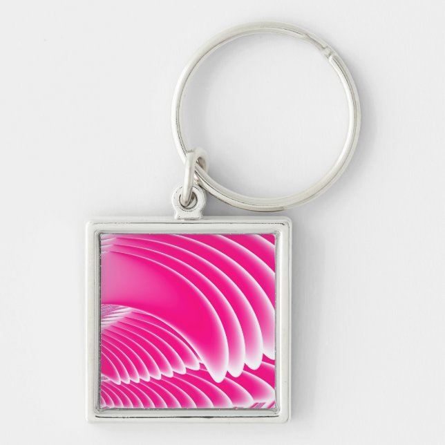 Fuchsia Pink Angel's Wings Fractal Key Ring (Front)