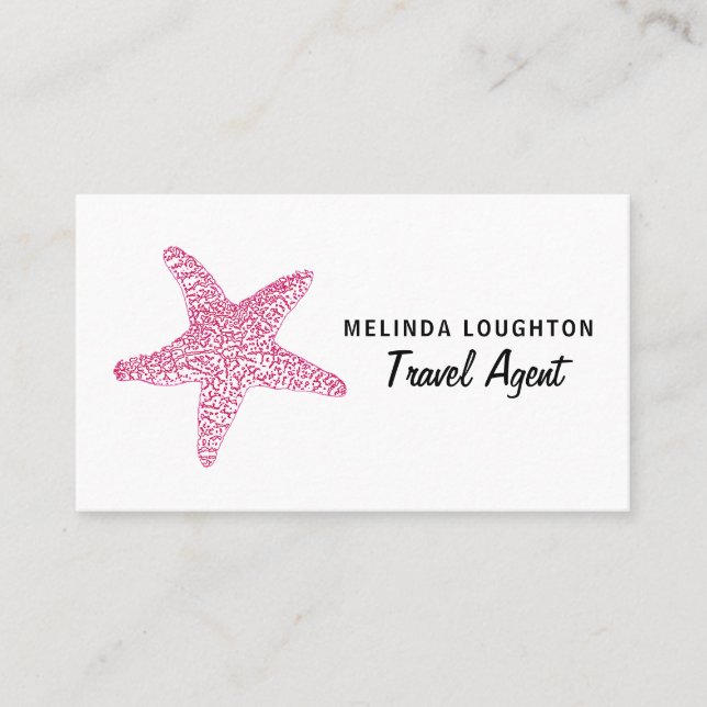 Fuchsia Pink Beach Starfish, Travel & Tourism Business Card (Front)