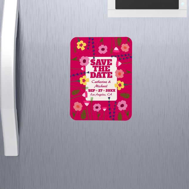 Fuchsia Pink Bright & Bold Colourful Floral  Magnet (Creator Uploaded)