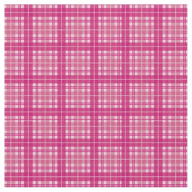 Fuchsia Pink Bright Gingham Plaid Tartan Fabric (Close Up)
