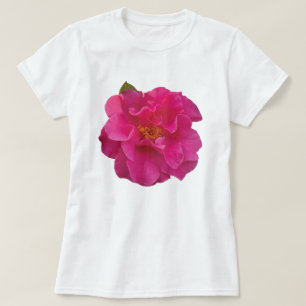 Fuchsia Pink Camellia Realistic Floral Graphic Tee