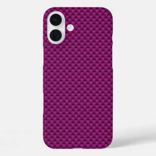 Fuchsia Pink Carbon Fibre Automotive Texture iPhone 16 Plus Case