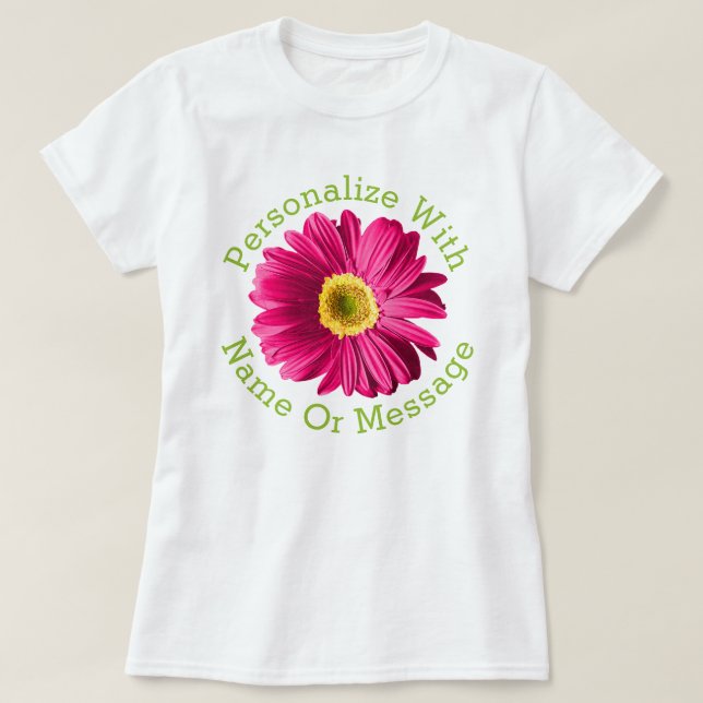 Fuchsia Pink Daisy Flower T-Shirt (Design Front)