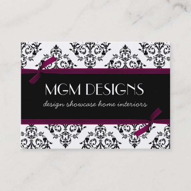 fuchsia pink damask Business Cards (Front)