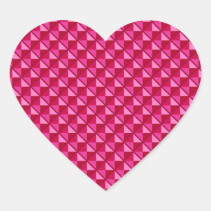 Fuchsia pink, enamel look, studded grid heart sticker