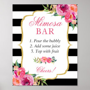 Fuchsia Pink Floral Bridal Shower Mimosa Bar Sign