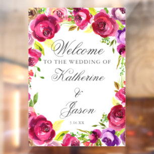 Fuchsia Pink Floral Chic Romantic Wedding Welcome