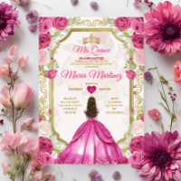 Fuchsia Pink Floral Mexican Princess Quiñceanera