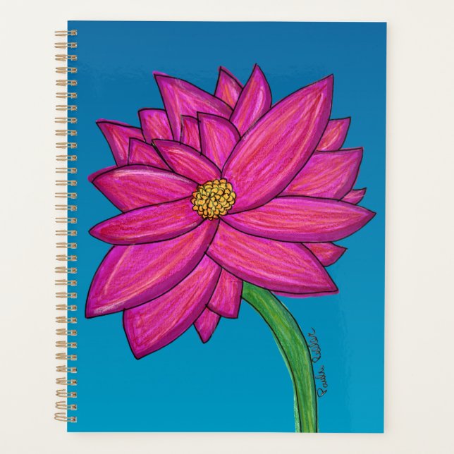 Fuchsia Pink Flower Planner (Front)